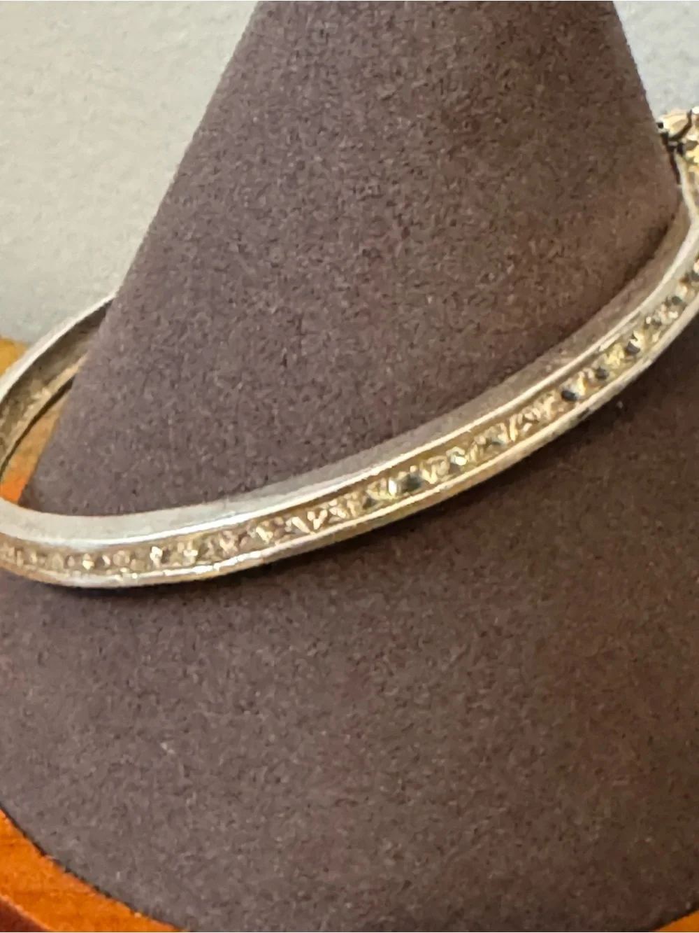 Vintage NAN 925 Sterling Silver‎ Channel Set CZ Hinged Bangle Bracelet 16g